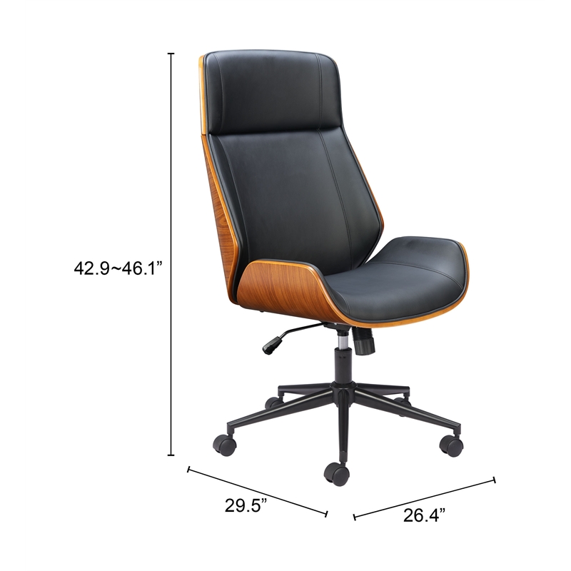 Pemberly Row Contemporary Office High Back Office Chair Black
