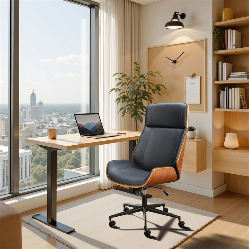Pemberly Row Contemporary Office High Back Office Chair Black