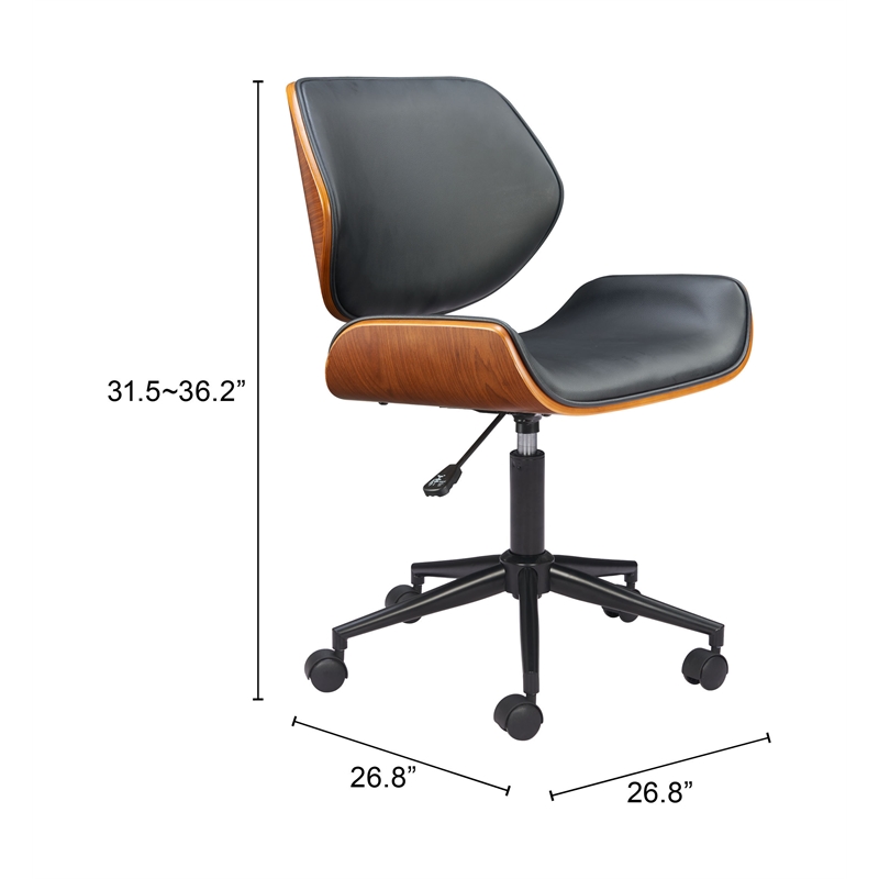 Pemberly Row Contemporary Office Low Back Office Chair Black