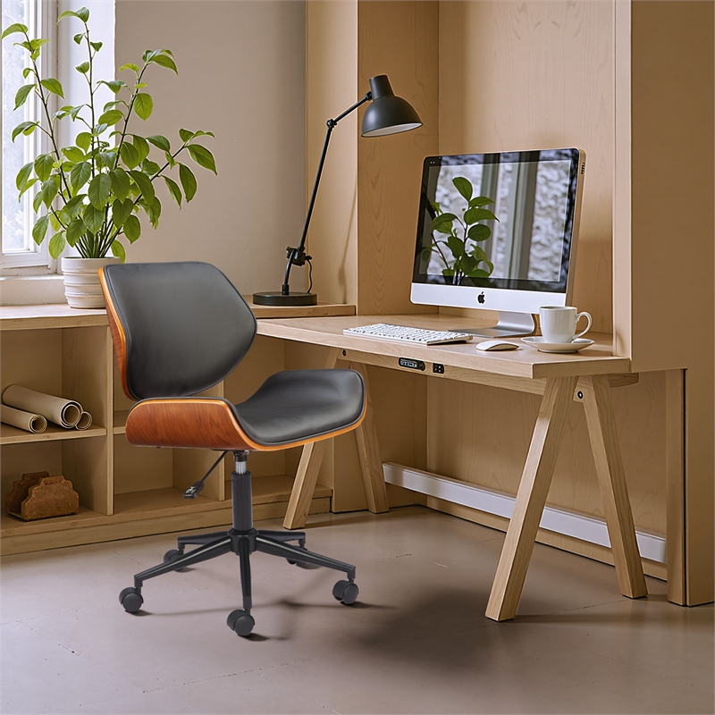 Pemberly Row Contemporary Office Low Back Office Chair Black
