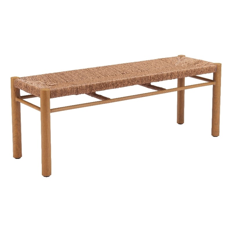 Pemberly Row Contemporary Assembled Aluminum Outdoor Bench Natural