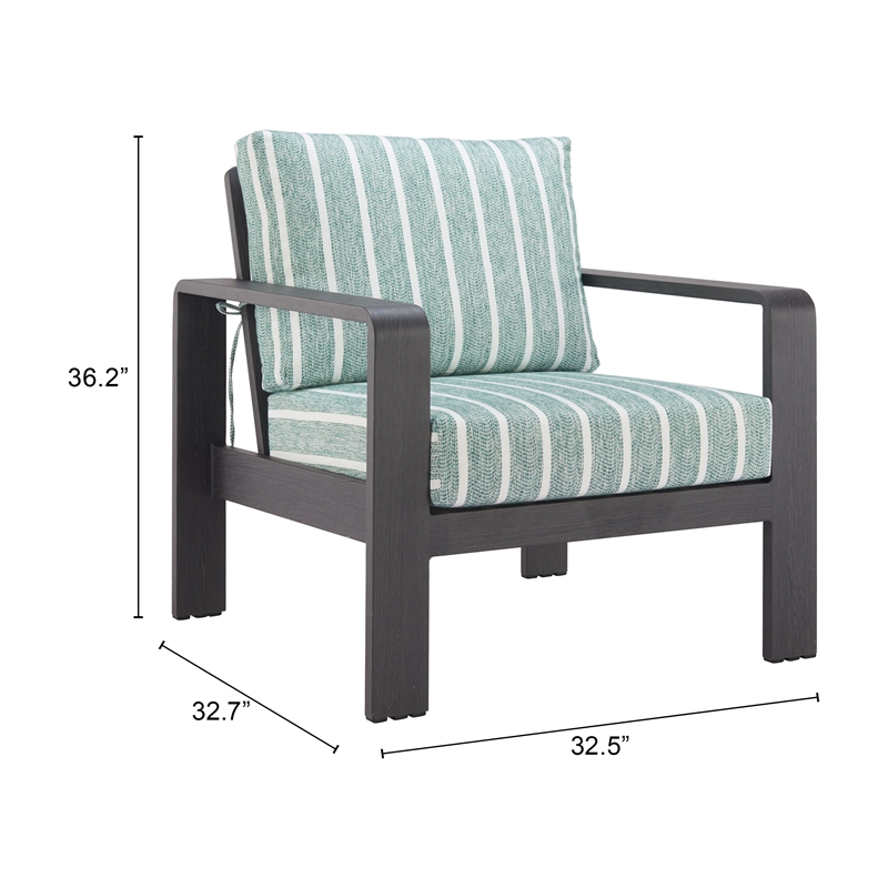 Pemberly Row Contemporary Assembled Aluminum Outdoor Armchair Green