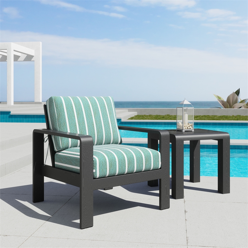 Pemberly Row Contemporary Assembled Aluminum Outdoor Armchair Green
