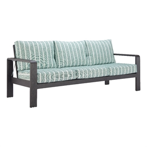 Pemberly Row Contemporary Assembled Aluminum Outdoor Sofa Green