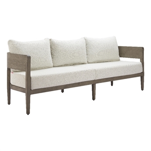 Pemberly Row Contemporary Assembled Aluminum Outdoor Sofa Beige