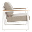 Pemberly Row Contemporary Aluminum Outdoor Armchair Taupe & White