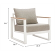 Pemberly Row Contemporary Aluminum Outdoor Armchair Taupe & White