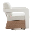 Pemberly Row Contemporary Outdoor Swivel Chair White & Brown