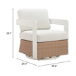 Pemberly Row Contemporary Outdoor Swivel Chair White & Brown