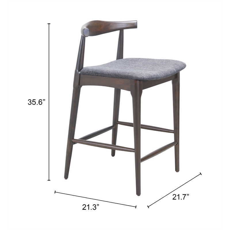 Pemberly Row Contemporary Solid Wood Counter Stool Gray & Espresso