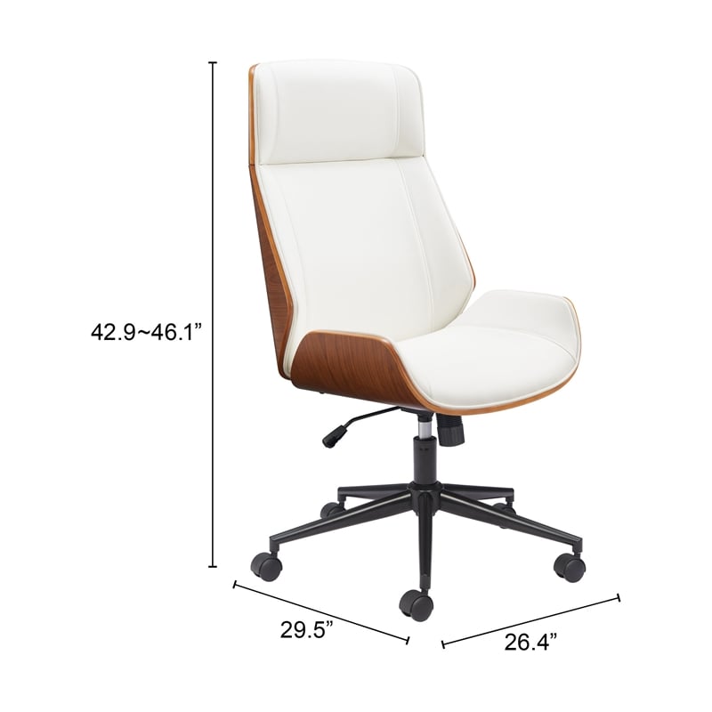Pemberly Row Contemporary Office High Back Office Chair White
