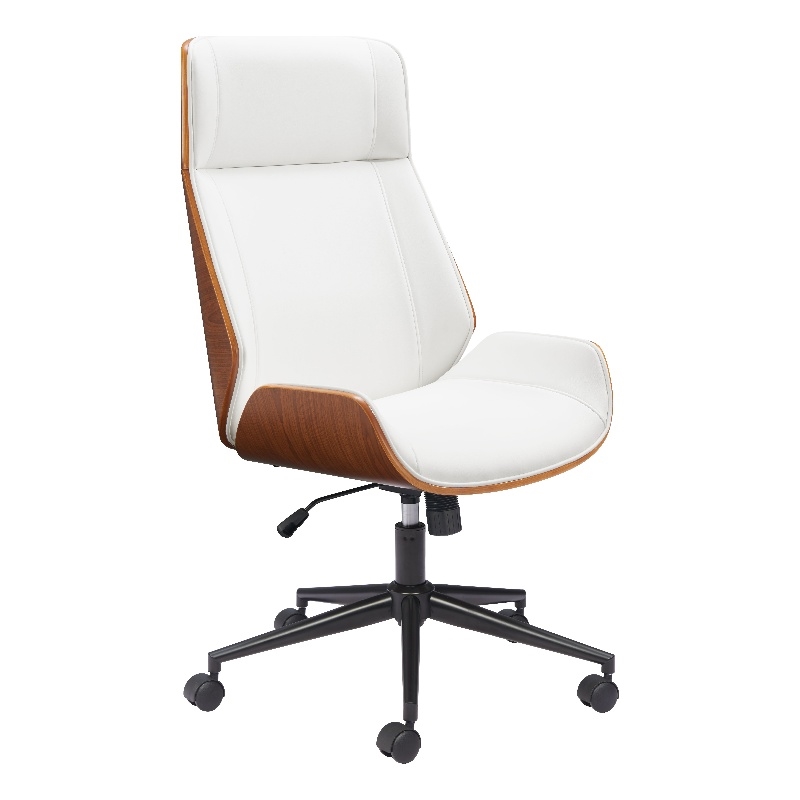 Pemberly Row Contemporary Office High Back Office Chair White