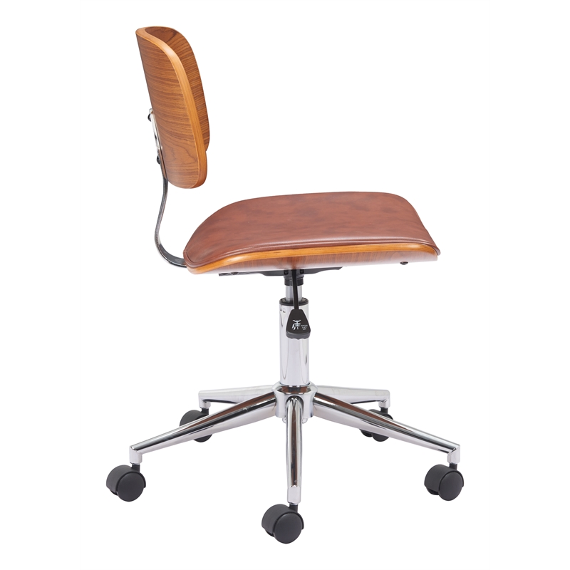 Pemberly Row Contemporary Engineered Wood Office Chair Brown