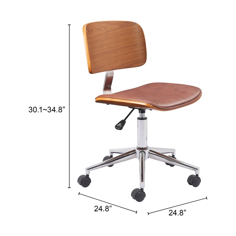 Pemberly Row Contemporary Engineered Wood Office Chair Brown