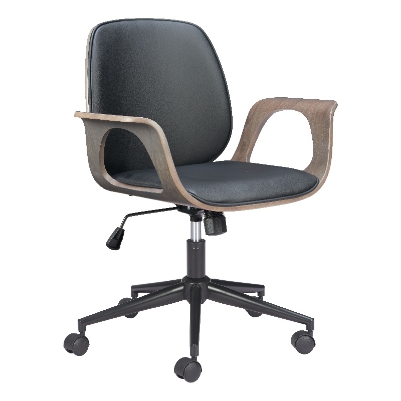 Pemberly Row Contemporary Engineered Wood Office Chair Black