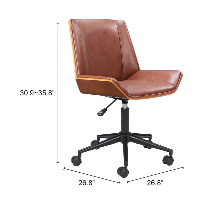 Pemberly Row Contemporary Engineered Wood Office Chair Brown