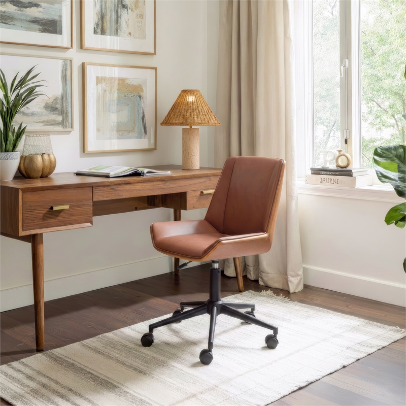 Pemberly Row Contemporary Engineered Wood Office Chair Brown