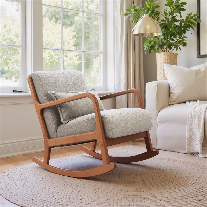 Pemberly Row Contemporary Engineered Wood Rocking Chair Gray