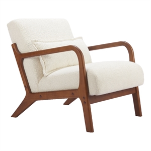 Pemberly Row Macio Shearling Fabric Upholstered Accent Chair in Cream