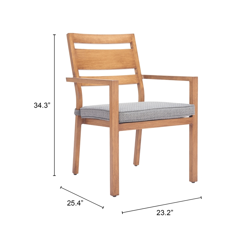Pemberly Row Contemporary Rader Outdoor Dining Chair Natural
