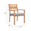 Pemberly Row Contemporary Rader Outdoor Dining Chair Natural