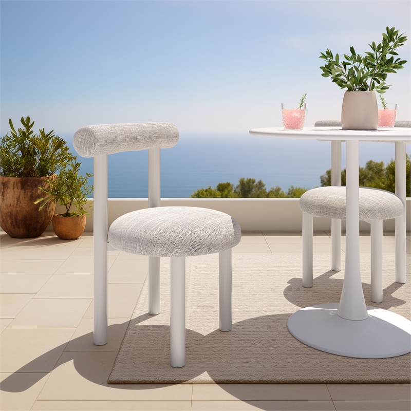 Pemberly Row Contemporary Aluminum Ceres Outdoor Dining Chair Beige