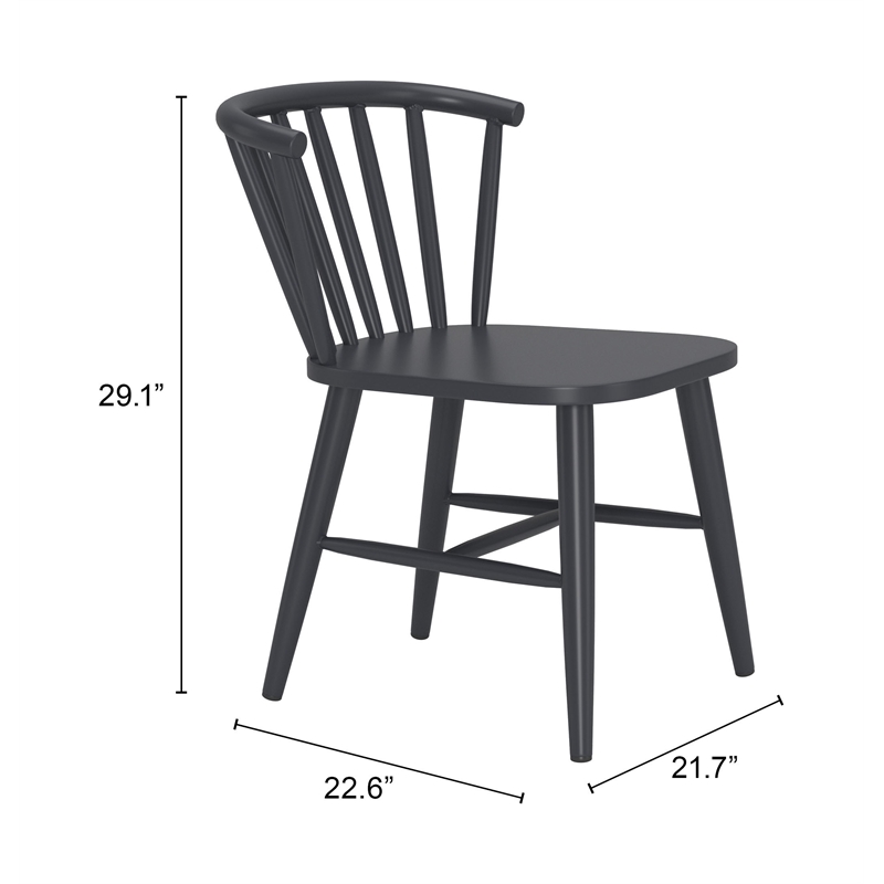Pemberly Row Contemporary Aluminum Outdoor Dining Chair Black