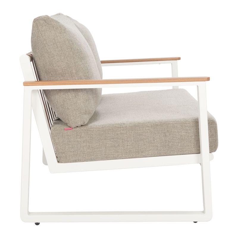 Pemberly Row Contemporary Aluminum Outdoor Sofa Taupe & White