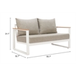 Pemberly Row Contemporary Aluminum Outdoor Sofa Taupe & White