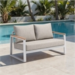 Pemberly Row Contemporary Aluminum Outdoor Sofa Taupe & White