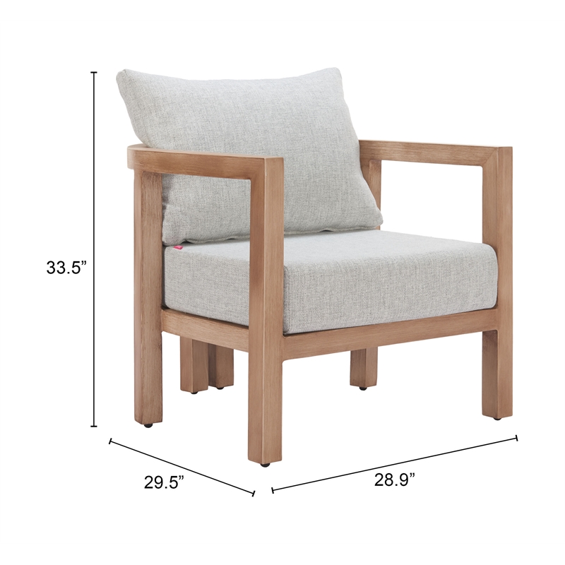 Pemberly Row Contemporary Assembled Aluminum Outdoor Armchair Gray