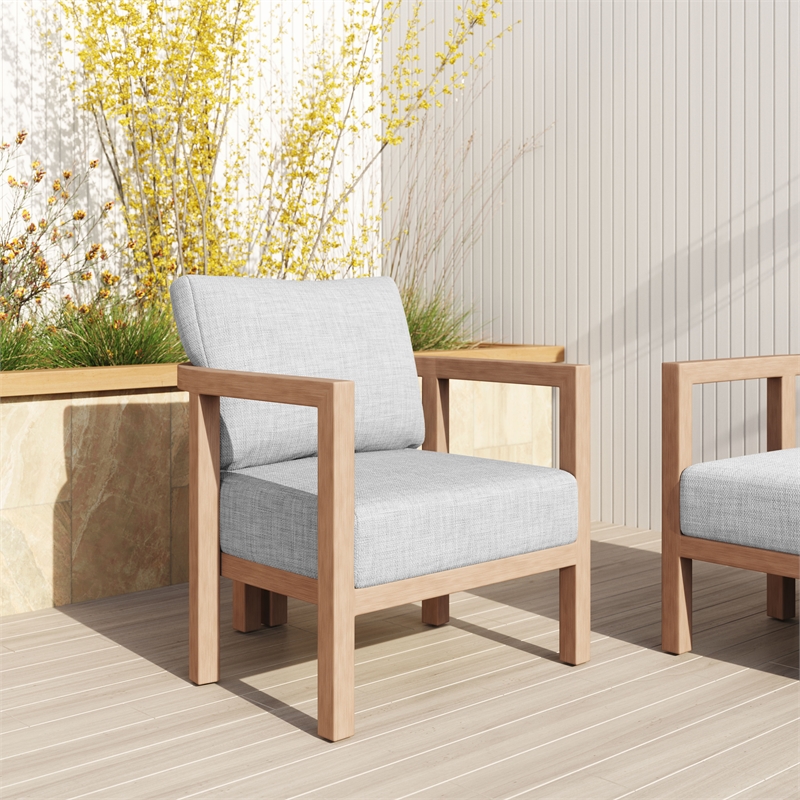 Pemberly Row Contemporary Assembled Aluminum Outdoor Armchair Gray