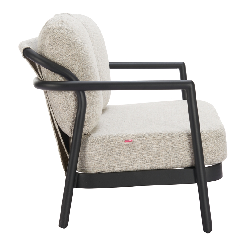 Pemberly Row Contemporary Assembled Aluminum Outdoor Loveseat Beige