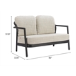 Pemberly Row Contemporary Assembled Aluminum Outdoor Loveseat Beige
