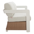 Pemberly Row Contemporary Aluminum Outdoor Sofa White & Brown