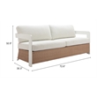 Pemberly Row Contemporary Aluminum Outdoor Sofa White & Brown