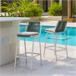 Pemberly Row Contemporary Aluminum Outdoor Barstool White & Green