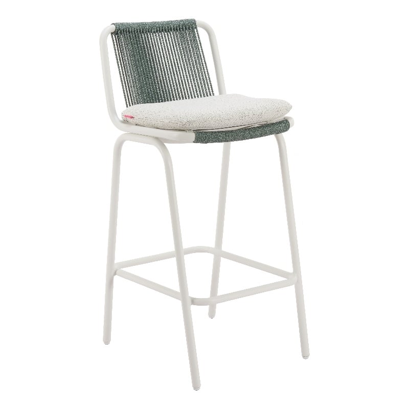 Pemberly Row Contemporary Aluminum Outdoor Barstool White & Green