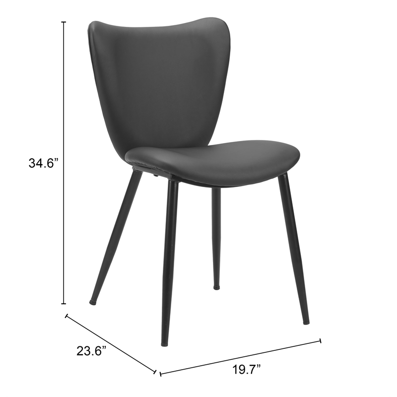 Pemberly Row Contemporary Engineered Wood Dining Chair Black