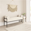 Pemberly Row Corduroy Fabric Upholstered Living Room Bench in Cream/Black