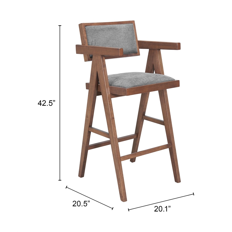 Pemberly Row Modern / Contemporary Solid Wood Barstool Gray & Walnut