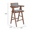 Pemberly Row Modern / Contemporary Solid Wood Barstool Gray & Walnut