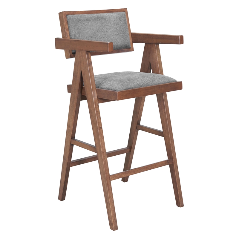 Pemberly Row Modern / Contemporary Solid Wood Barstool Gray & Walnut