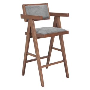 Pemberly Row Modern / Contemporary Solid Wood Barstool Gray & Walnut