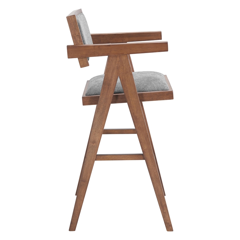 Pemberly Row Modern / Contemporary Solid Wood Barstool Gray & Walnut