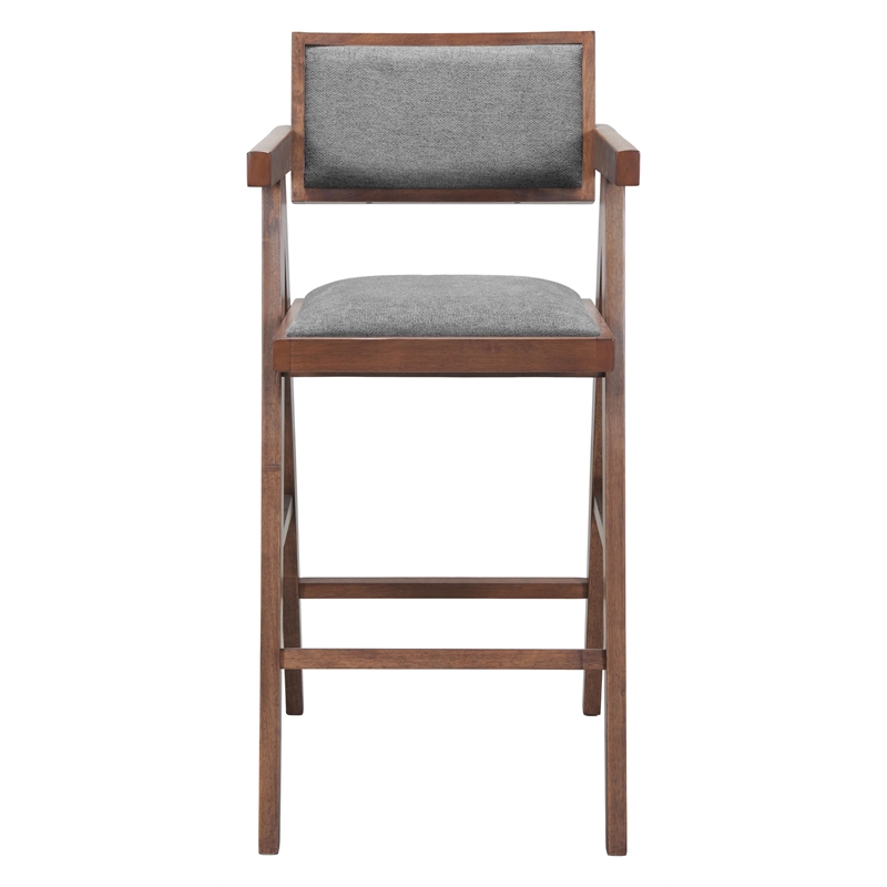 Pemberly Row Modern / Contemporary Solid Wood Barstool Gray & Walnut