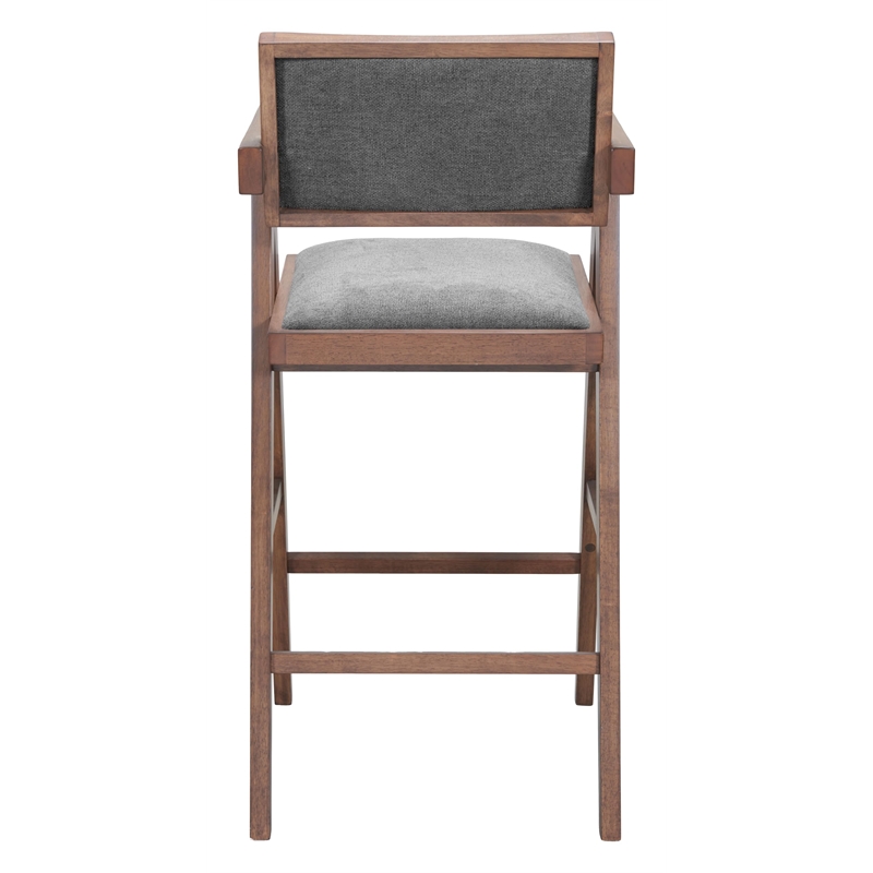 Pemberly Row Modern / Contemporary Solid Wood Barstool Gray & Walnut