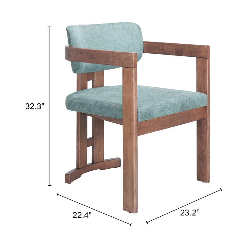 Pemberly Row Contemporary Solid Wood Dining Chair Moss Gray & Walnut