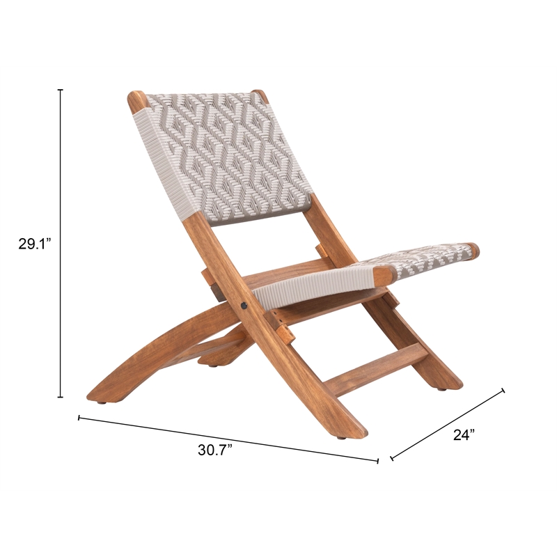 Pemberly Row Contemporary Solid Wood Outdoor Lounge Chair Multicolor