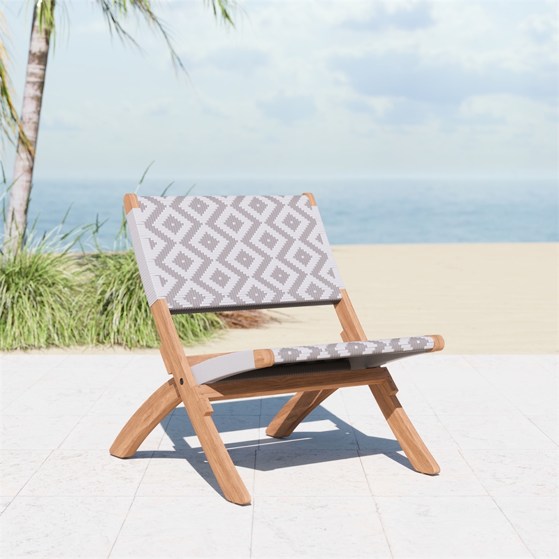 Pemberly Row Contemporary Solid Wood Outdoor Lounge Chair Multicolor